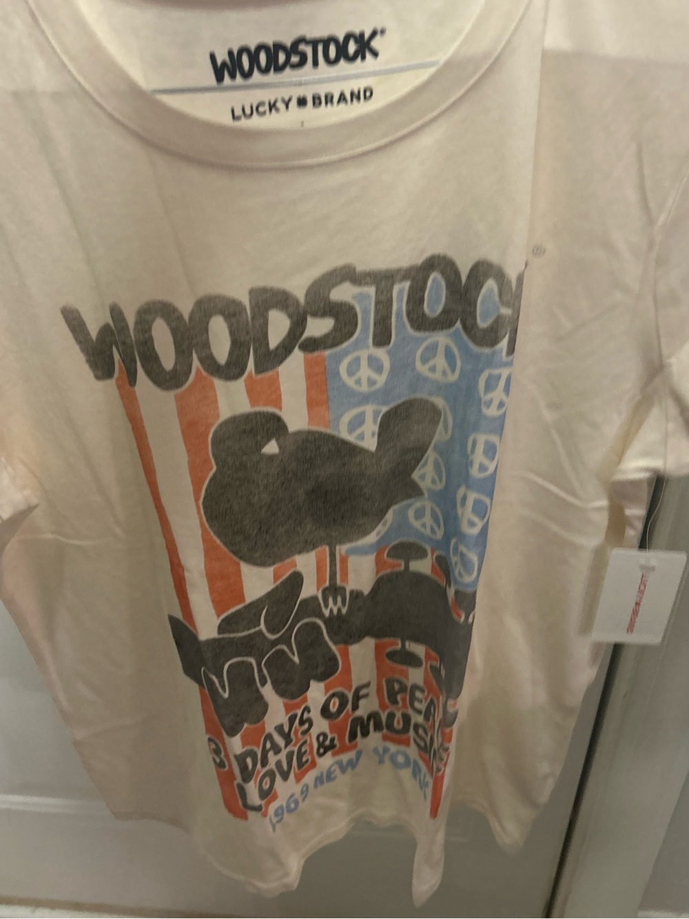 NWT LUCKY BRAND Woodstock graphic tee shirt.